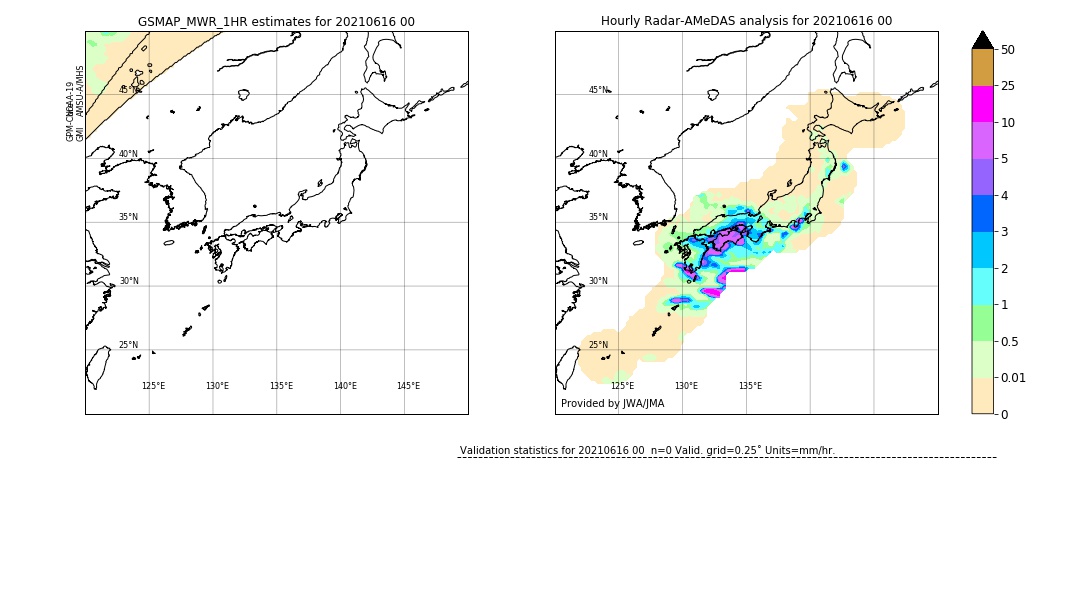 GSMaP MWR validation image. 2021/06/16 00