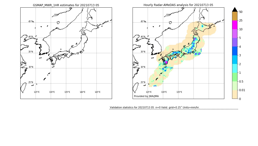 GSMaP MWR validation image. 2021/07/13 05