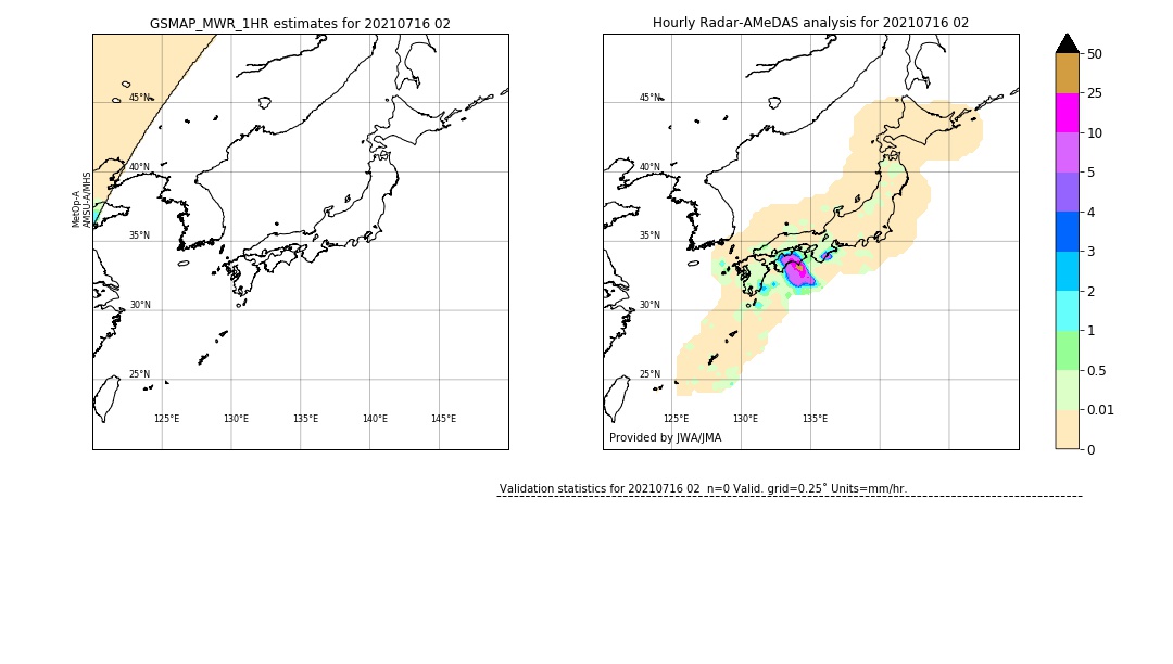 GSMaP MWR validation image. 2021/07/16 02