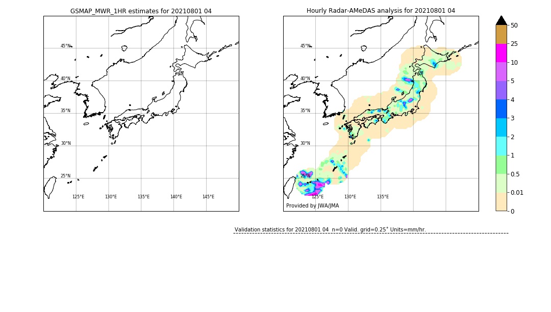 GSMaP MWR validation image. 2021/08/01 04