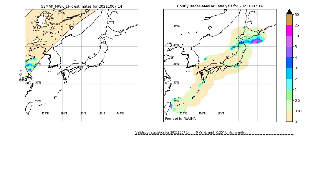 GSMaP MWR validation image. 2021/10/07 14