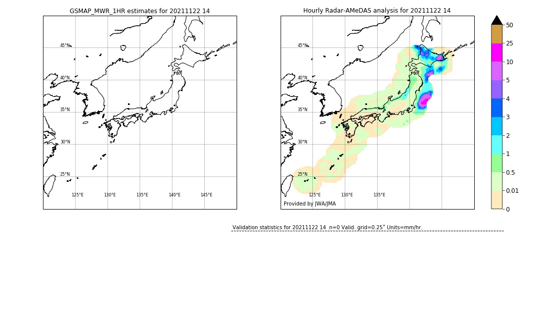 GSMaP MWR validation image. 2021/11/22 14