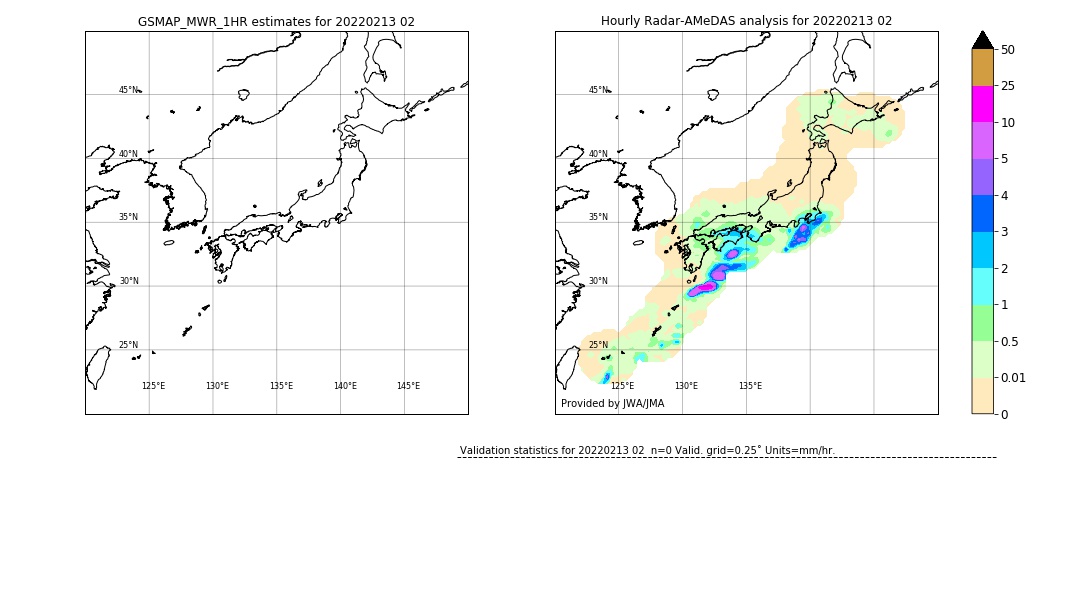 GSMaP MWR validation image. 2022/02/13 02