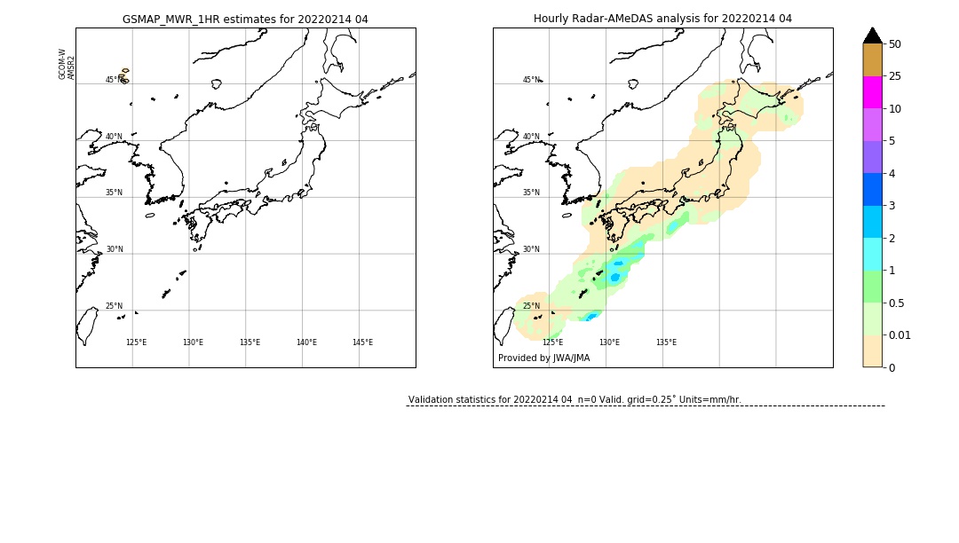 GSMaP MWR validation image. 2022/02/14 04