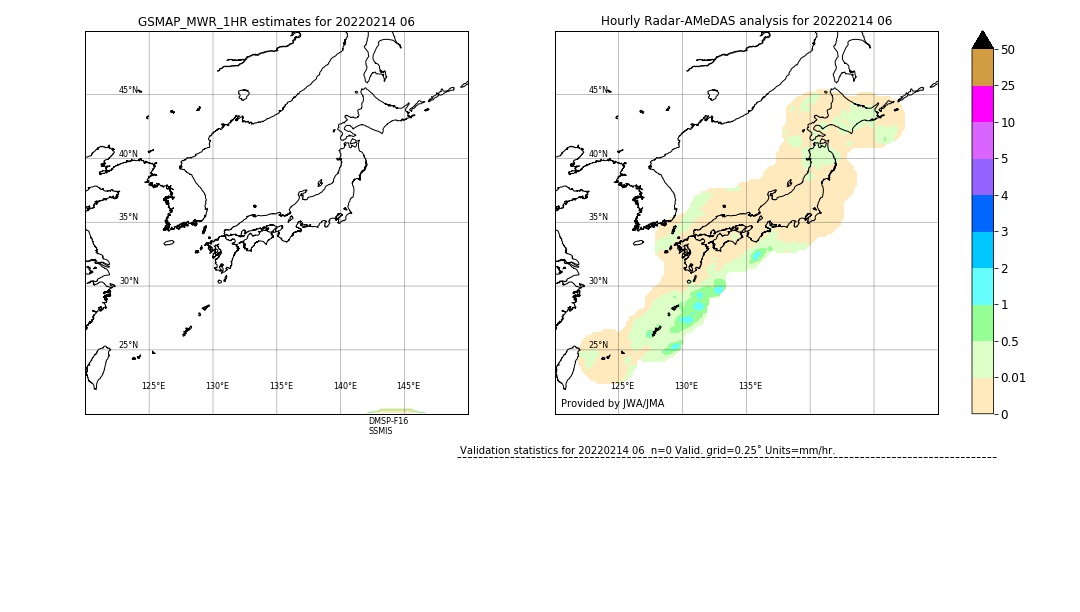 GSMaP MWR validation image. 2022/02/14 06