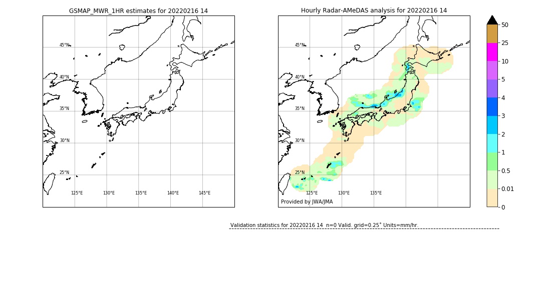 GSMaP MWR validation image. 2022/02/16 14