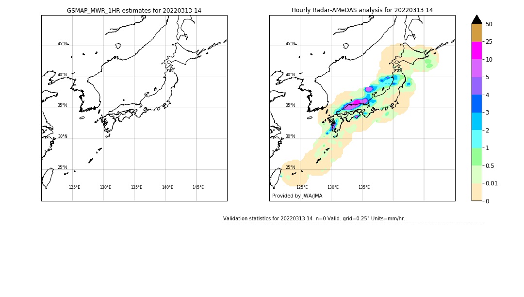 GSMaP MWR validation image. 2022/03/13 14