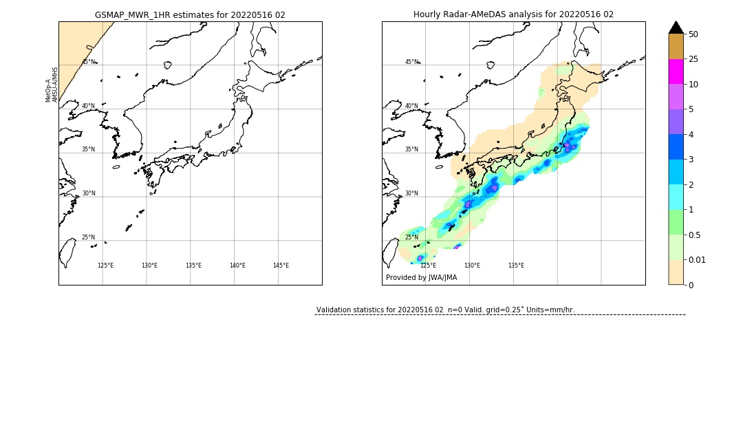 GSMaP MWR validation image. 2022/05/16 02