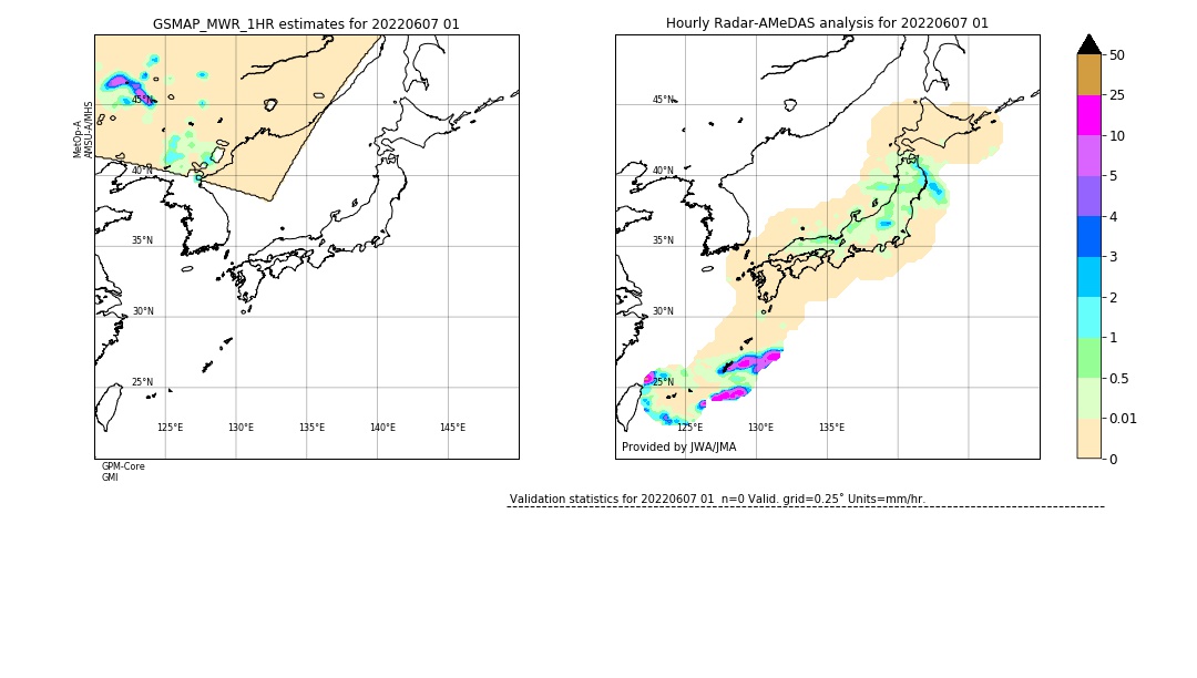 GSMaP MWR validation image. 2022/06/07 01