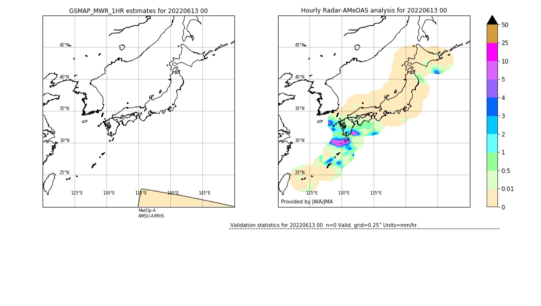 GSMaP MWR validation image. 2022/06/13 00