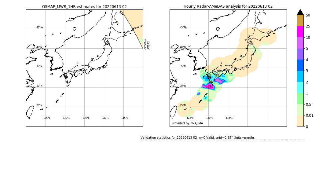 GSMaP MWR validation image. 2022/06/13 02