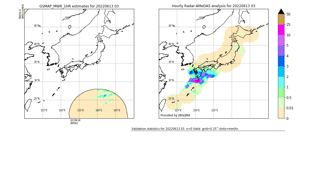 GSMaP MWR validation image. 2022/06/13 03