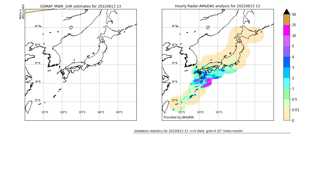 GSMaP MWR validation image. 2022/06/13 13