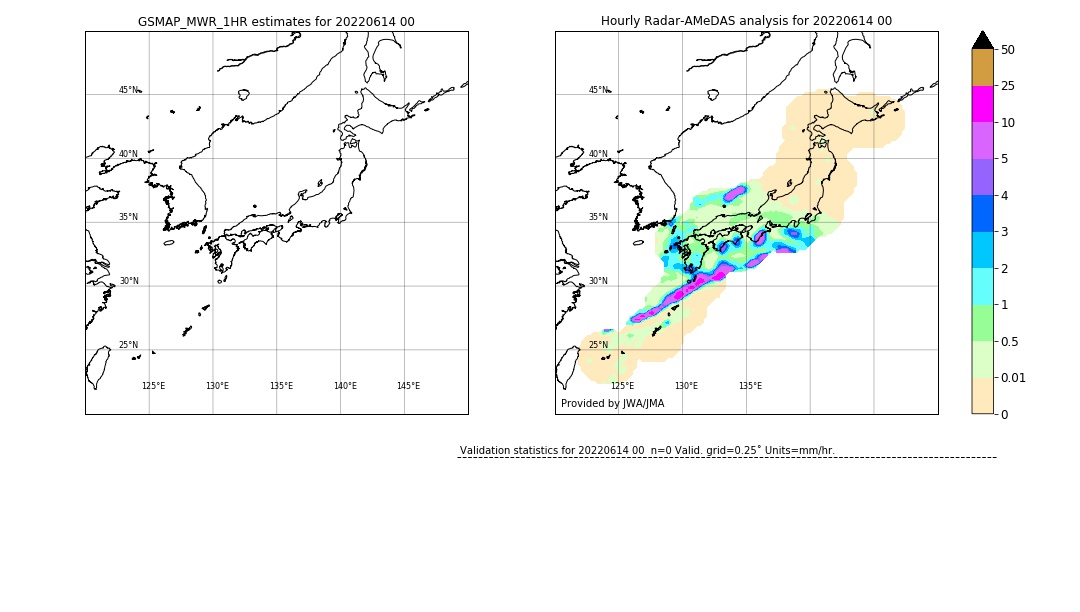 GSMaP MWR validation image. 2022/06/14 00