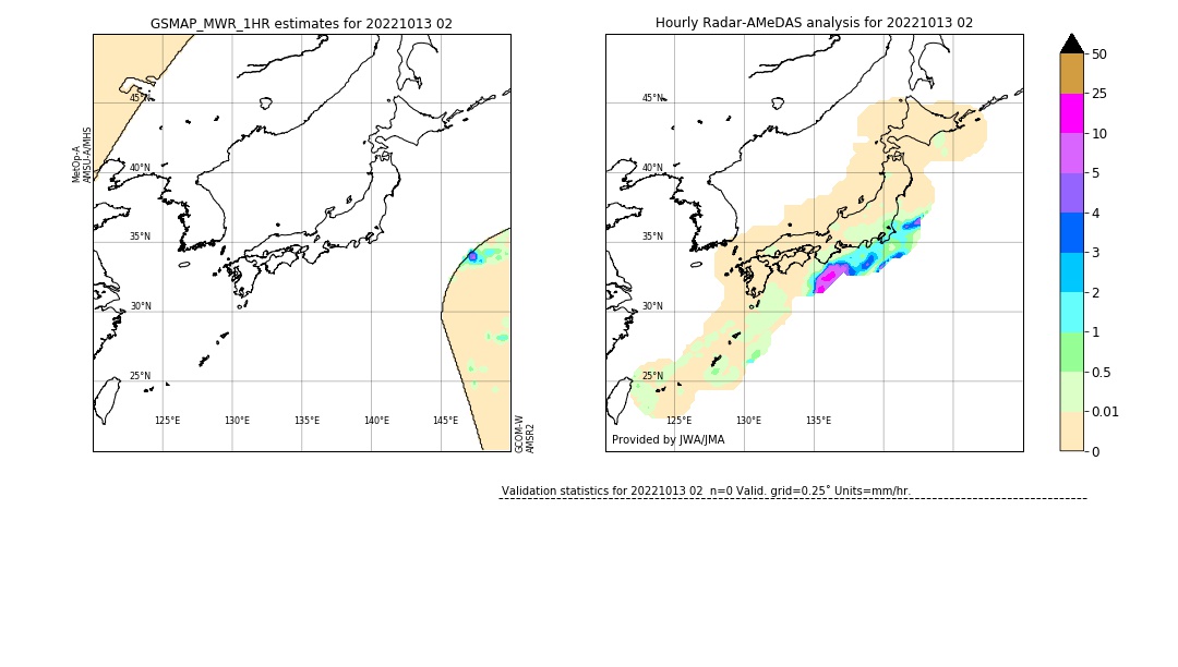 GSMaP MWR validation image. 2022/10/13 02