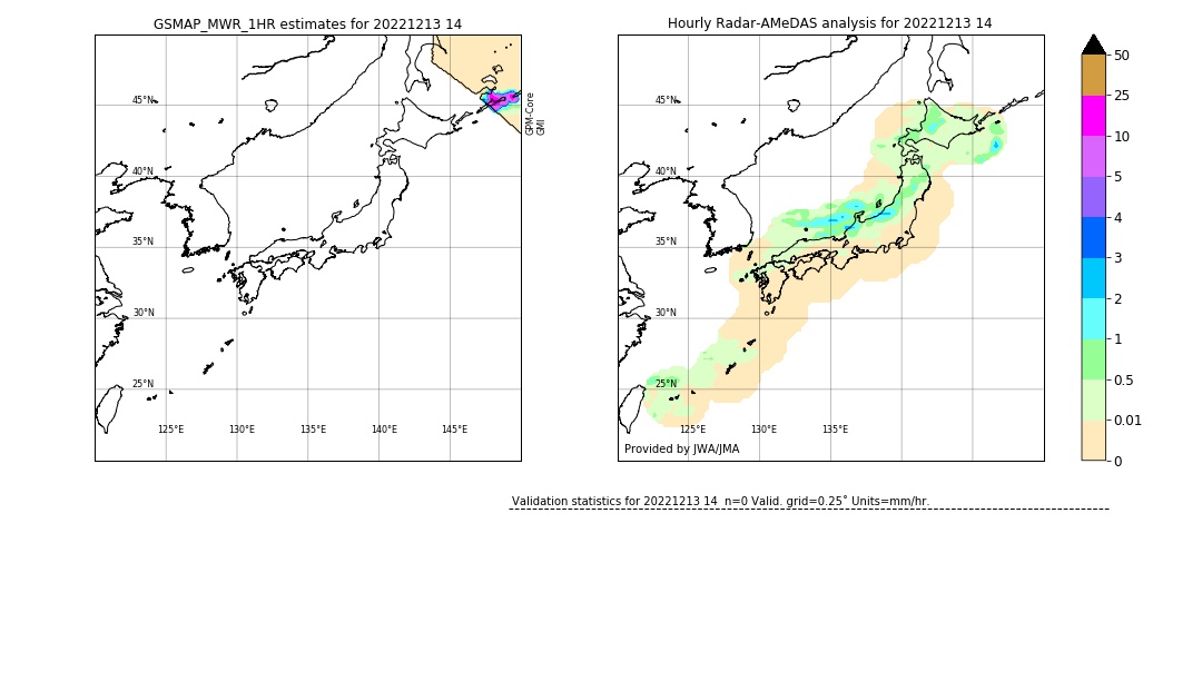 GSMaP MWR validation image. 2022/12/13 14