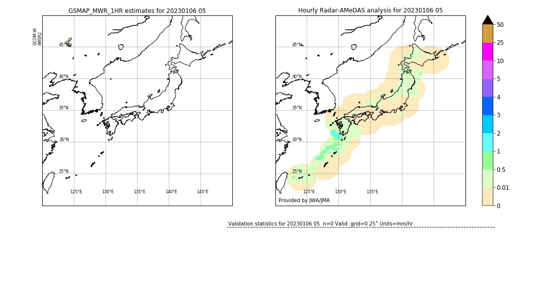 GSMaP MWR validation image. 2023/01/06 05