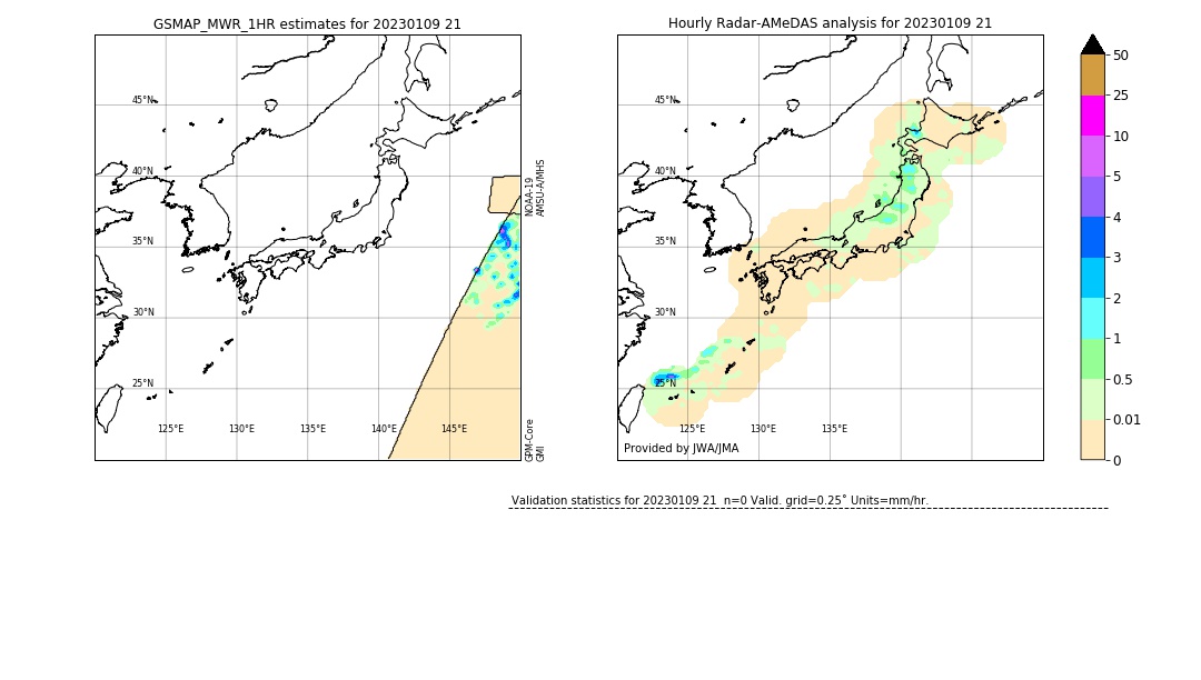 GSMaP MWR validation image. 2023/01/09 21