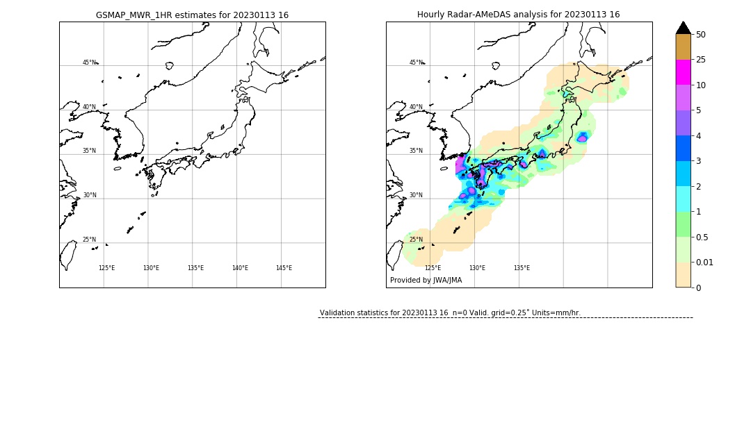 GSMaP MWR validation image. 2023/01/13 16