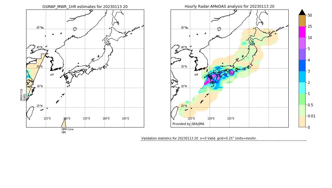 GSMaP MWR validation image. 2023/01/13 20