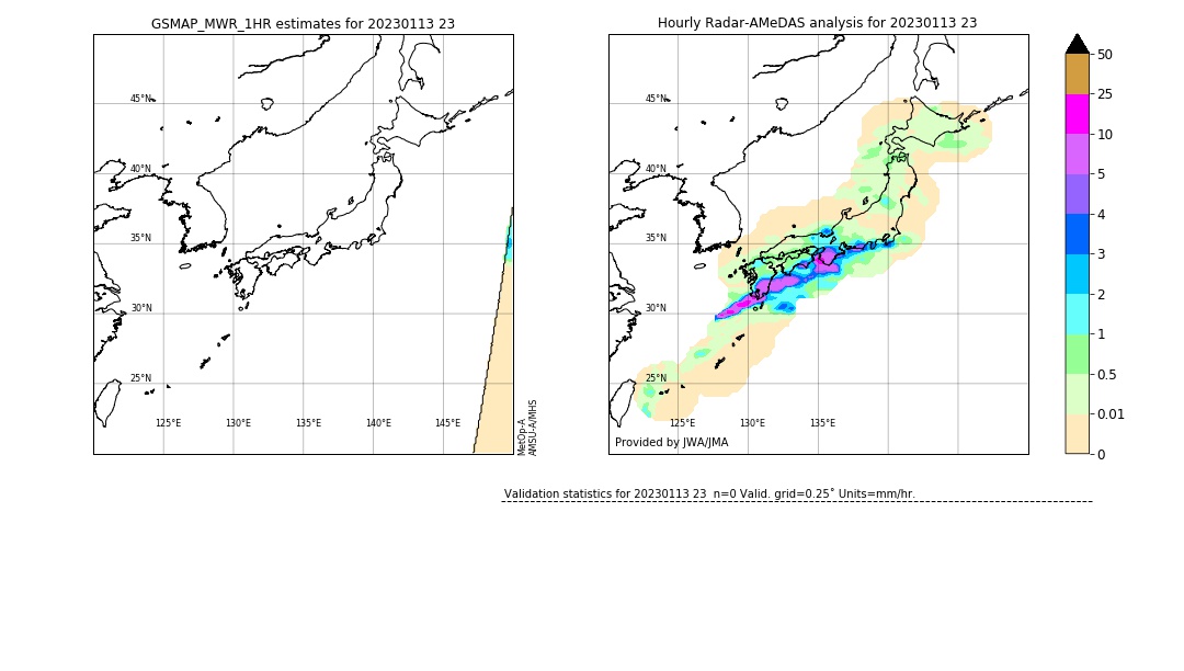 GSMaP MWR validation image. 2023/01/13 23