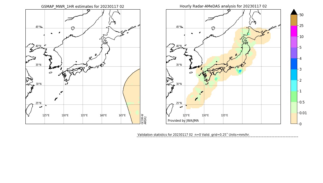 GSMaP MWR validation image. 2023/01/17 02