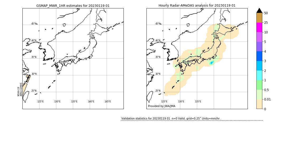 GSMaP MWR validation image. 2023/01/19 01