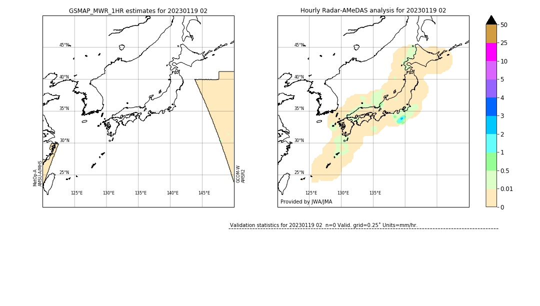 GSMaP MWR validation image. 2023/01/19 02