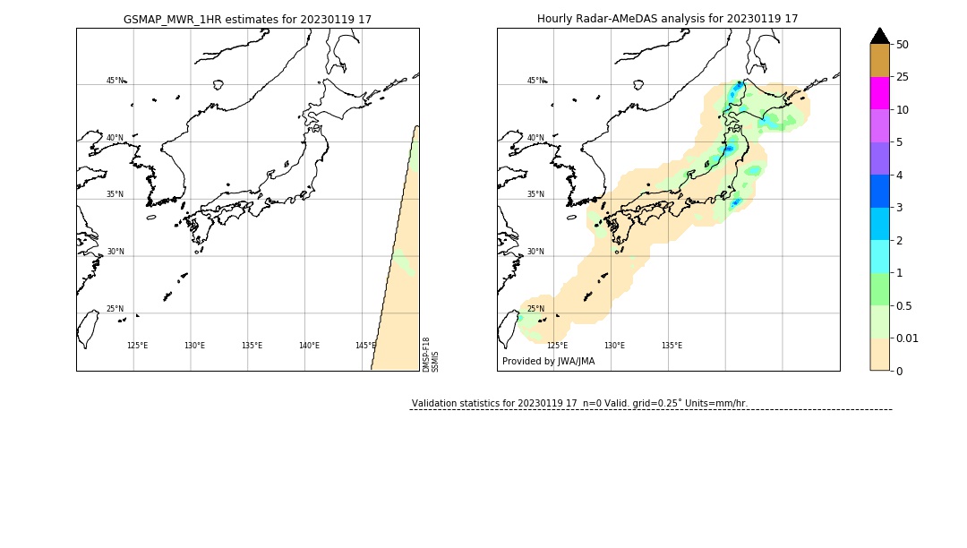 GSMaP MWR validation image. 2023/01/19 17