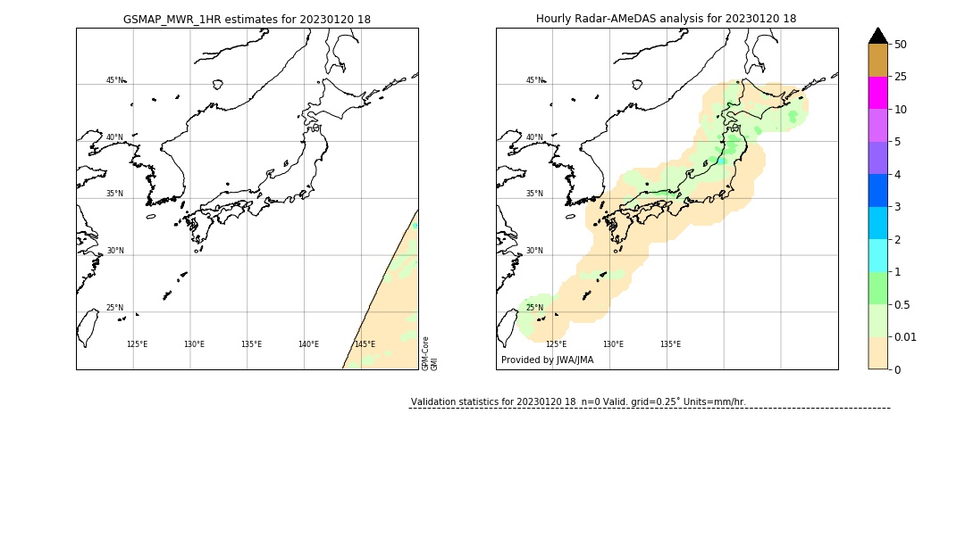 GSMaP MWR validation image. 2023/01/20 18