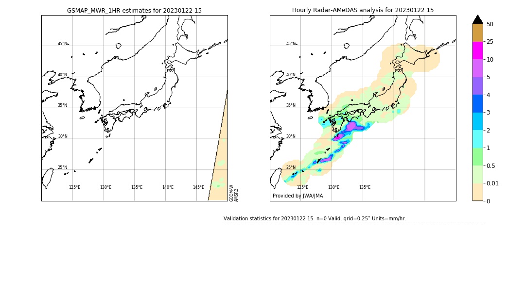 GSMaP MWR validation image. 2023/01/22 15