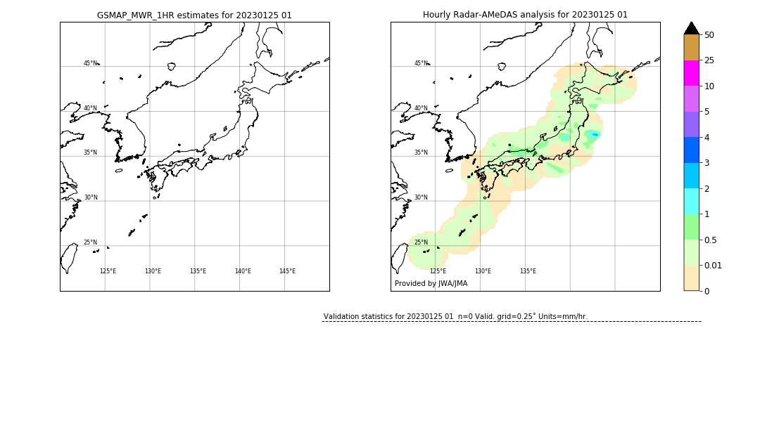 GSMaP MWR validation image. 2023/01/25 01