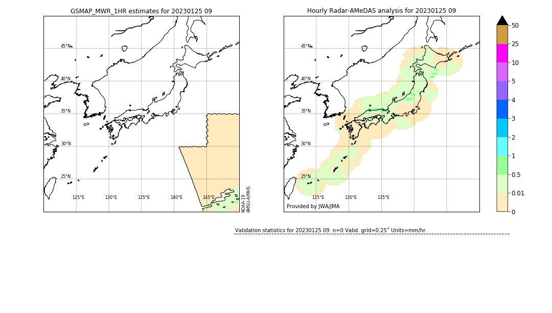 GSMaP MWR validation image. 2023/01/25 09