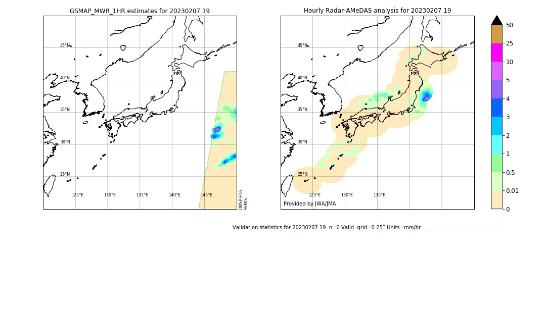 GSMaP MWR validation image. 2023/02/07 19