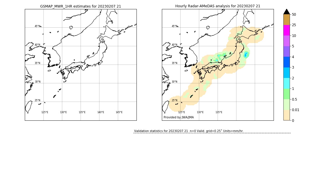 GSMaP MWR validation image. 2023/02/07 21