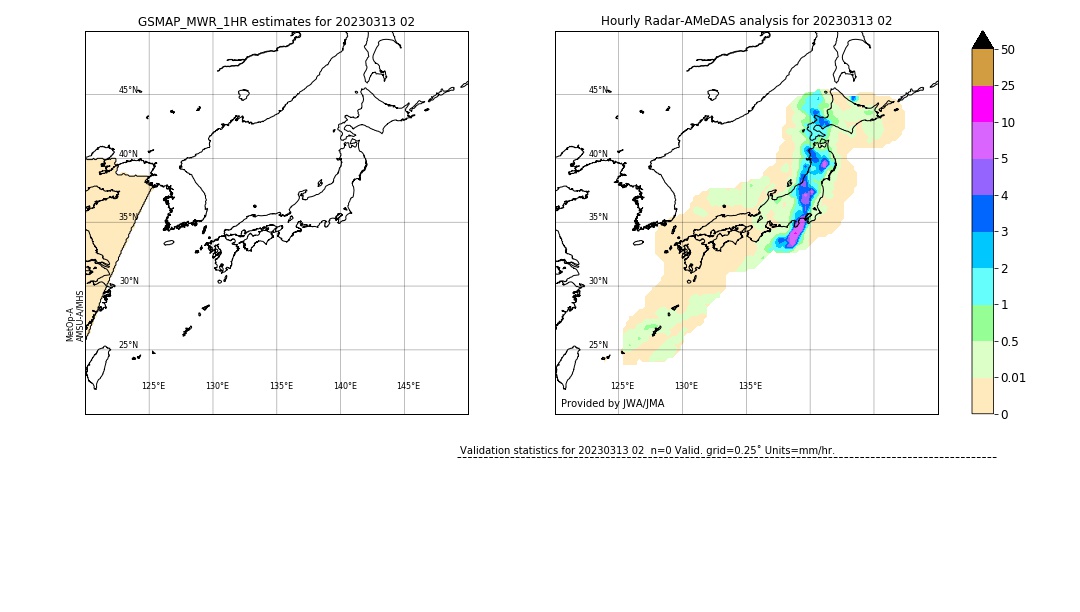 GSMaP MWR validation image. 2023/03/13 02