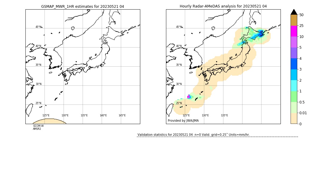 GSMaP MWR validation image. 2023/05/21 04