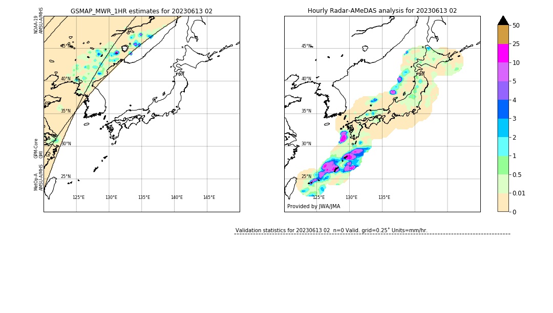 GSMaP MWR validation image. 2023/06/13 02