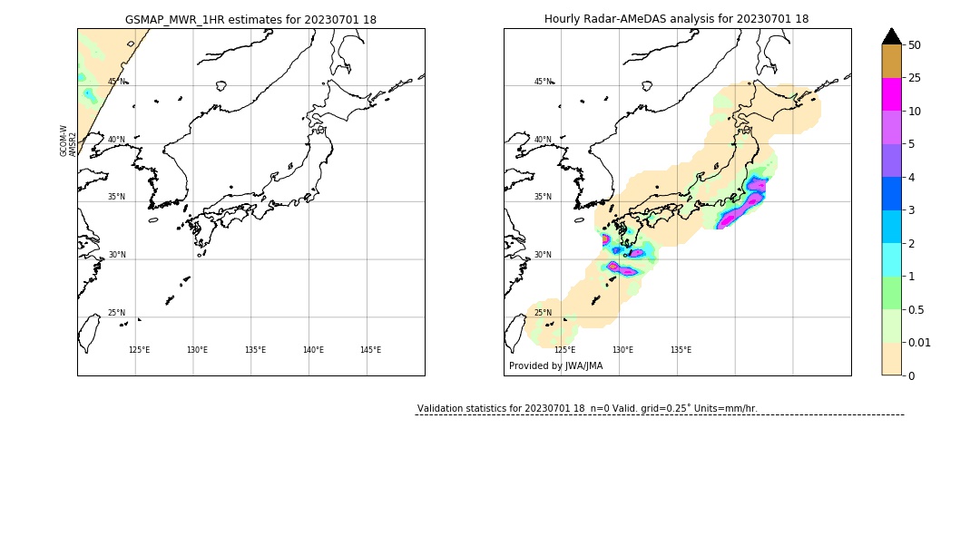 GSMaP MWR validation image. 2023/07/01 18