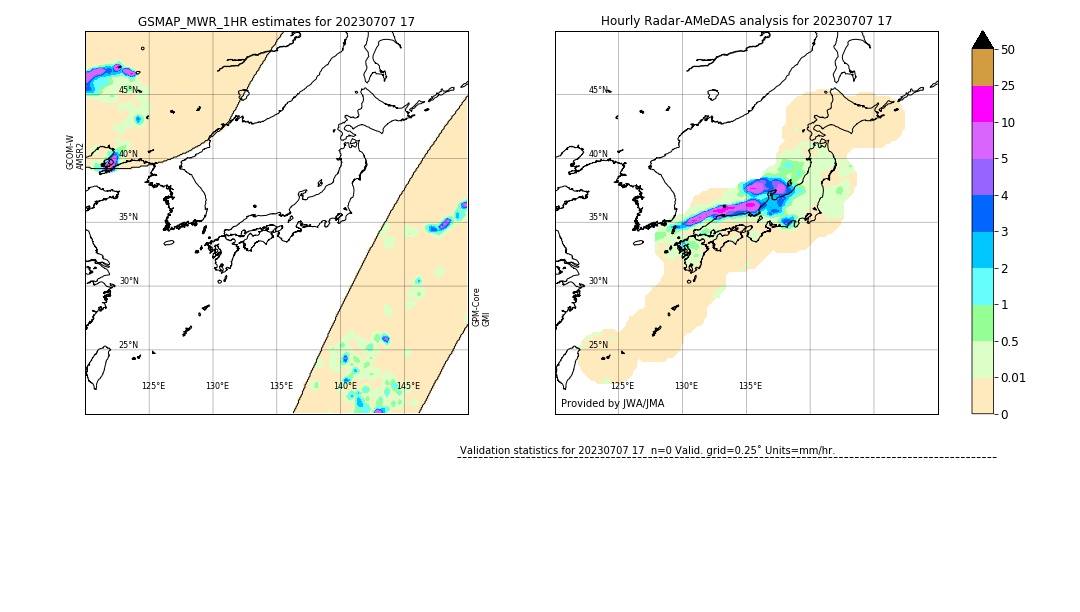 GSMaP MWR validation image. 2023/07/07 17