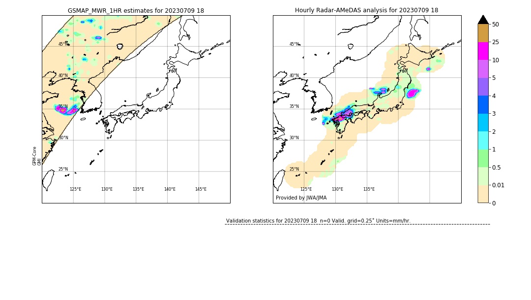 GSMaP MWR validation image. 2023/07/09 18