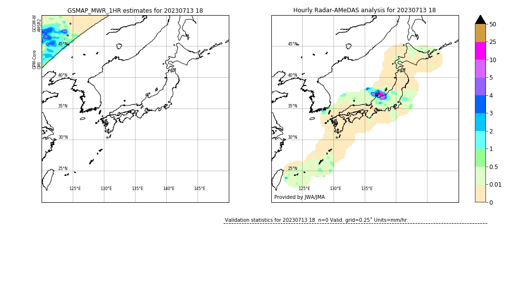 GSMaP MWR validation image. 2023/07/13 18