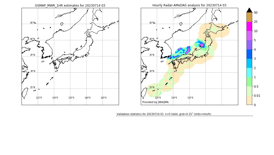 GSMaP MWR validation image. 2023/07/14 03