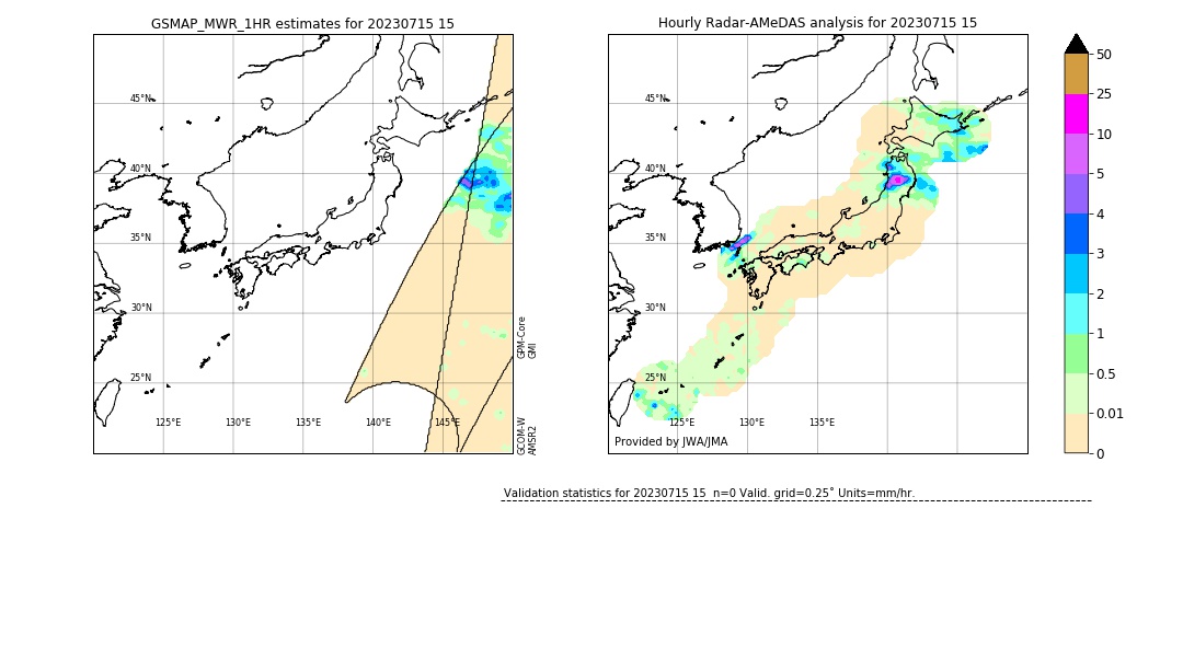 GSMaP MWR validation image. 2023/07/15 15