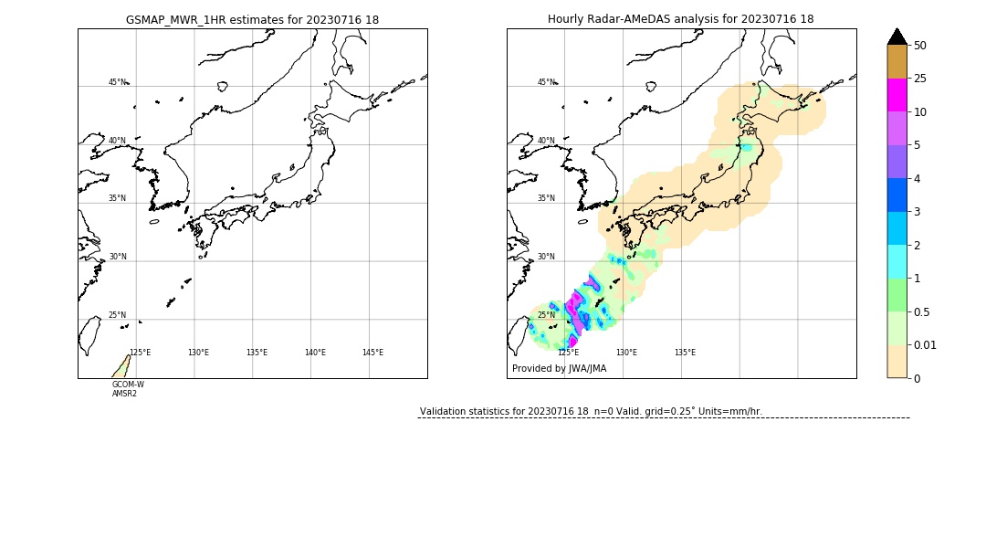 GSMaP MWR validation image. 2023/07/16 18