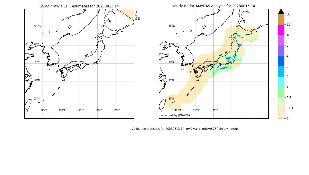 GSMaP MWR validation image. 2023/08/13 14