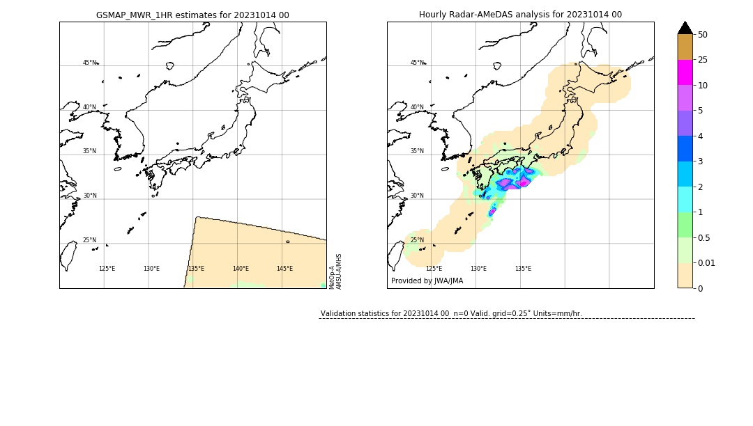 GSMaP MWR validation image. 2023/10/14 00