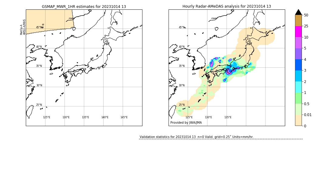 GSMaP MWR validation image. 2023/10/14 13