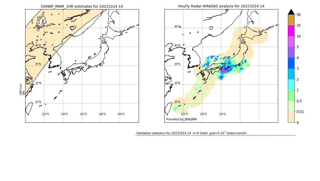 GSMaP MWR validation image. 2023/10/14 14