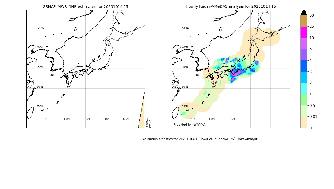 GSMaP MWR validation image. 2023/10/14 15